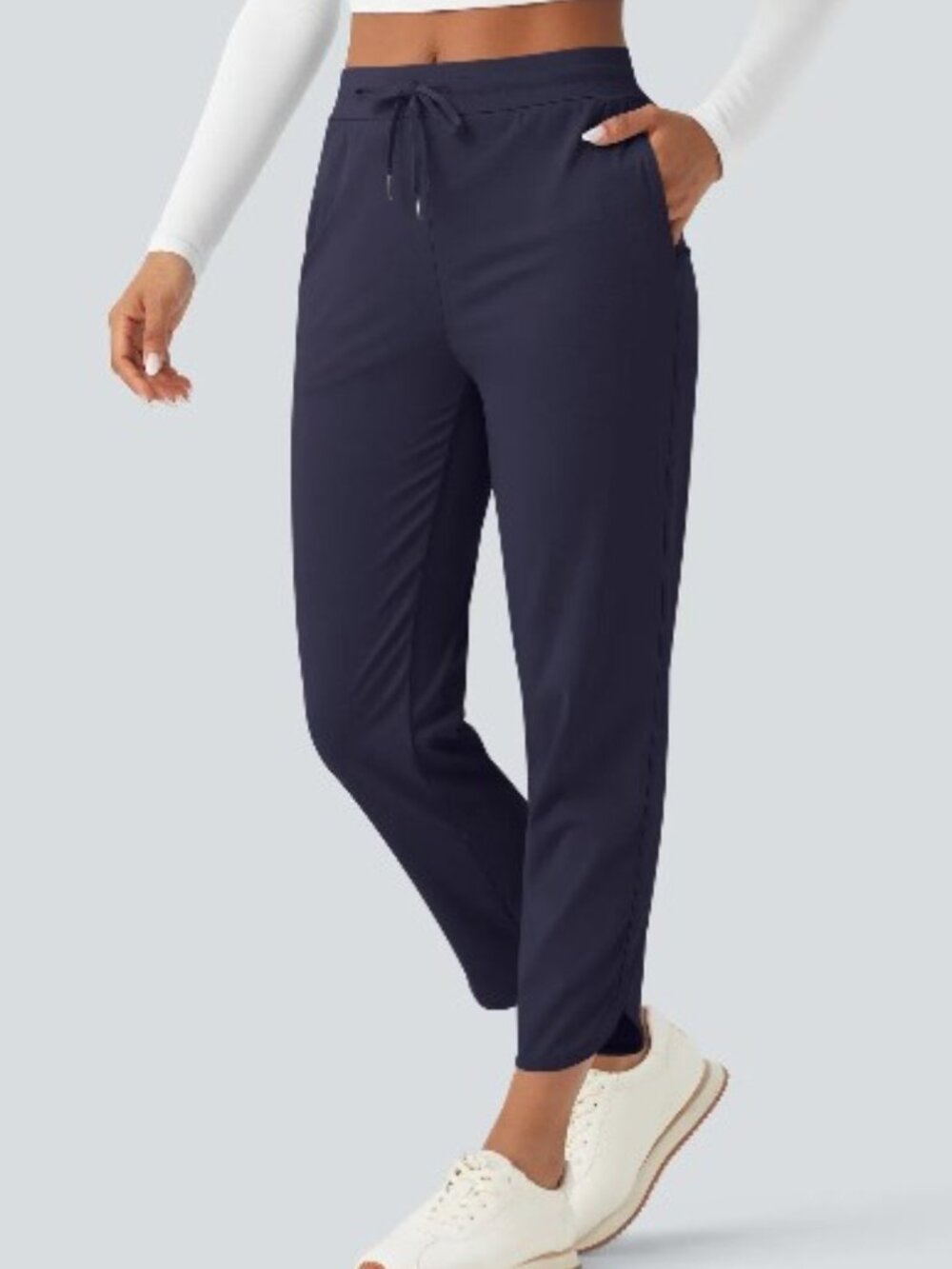 HALARA Navy Ankle-Length Drawstring Joggers